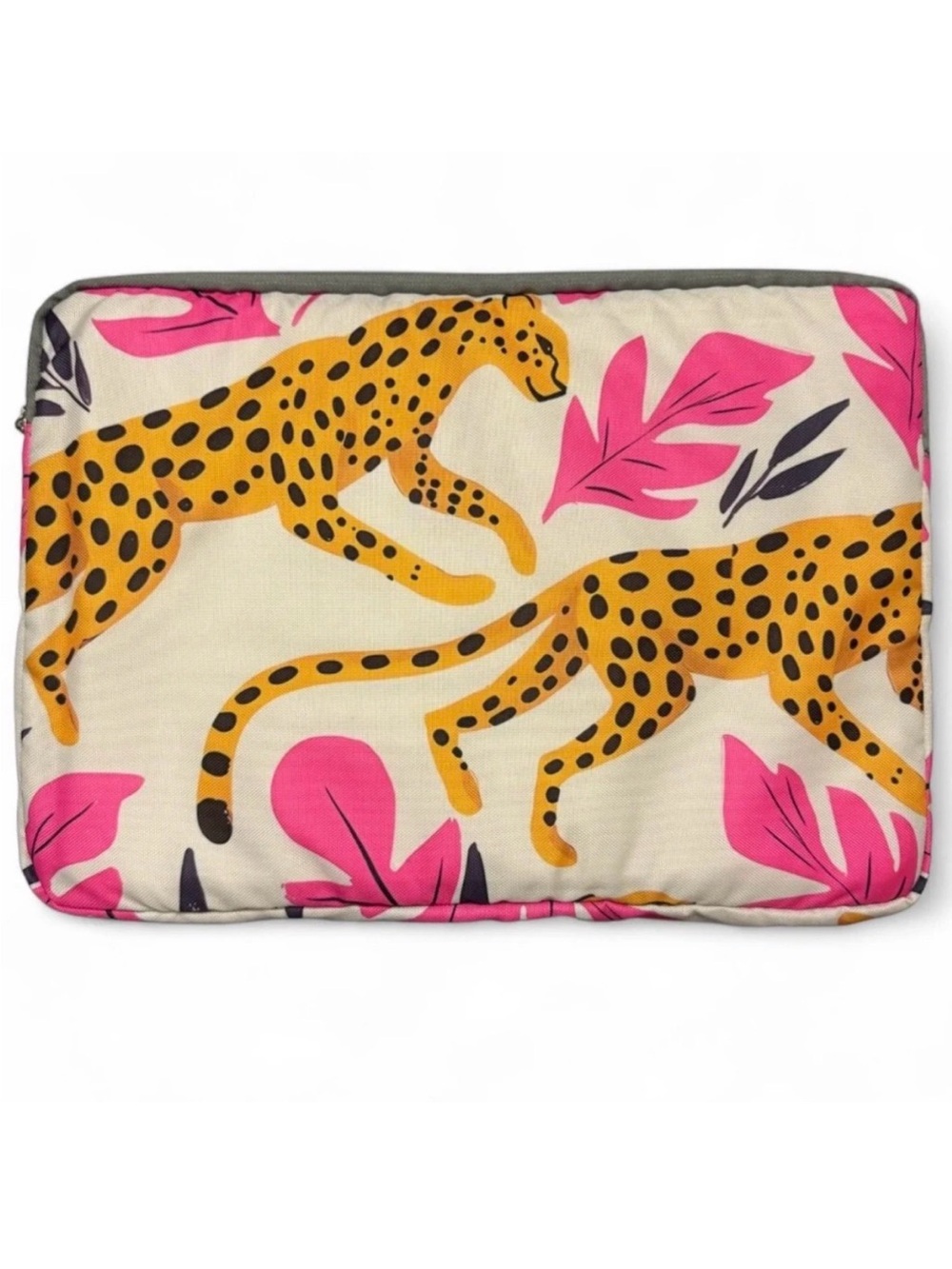 Vibrant Cheetah Laptop Sleeve in Pink and Yellow macbook case